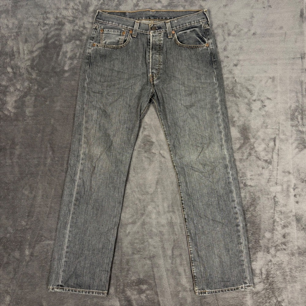 Levi's Jeans Men 32x30 Gray 501 Original Straight Fit Button Fly Cotton Denim